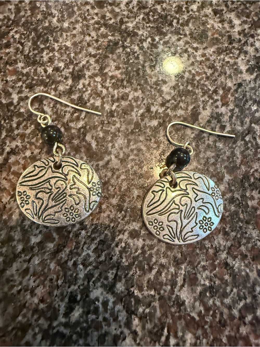 Lia Sophia Outlaw Silver Tone Black Beaded Dangle Earrings